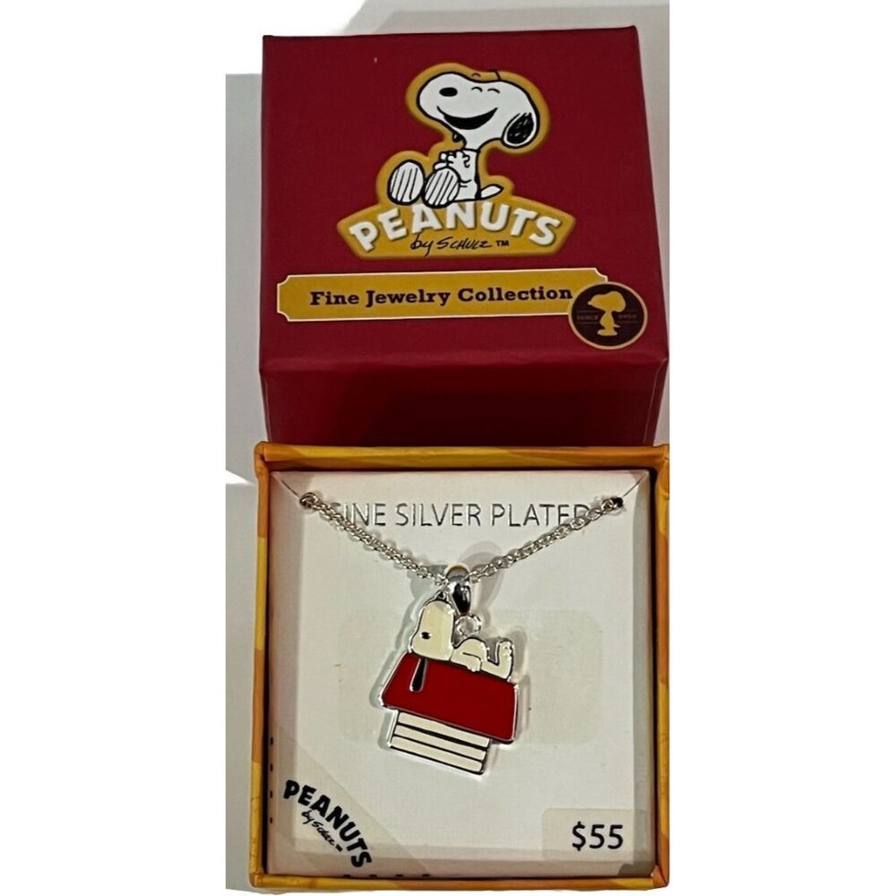 Snoopy Doghouse Silver Plated Necklace – Peanuts by Schulz Jewelry NIB